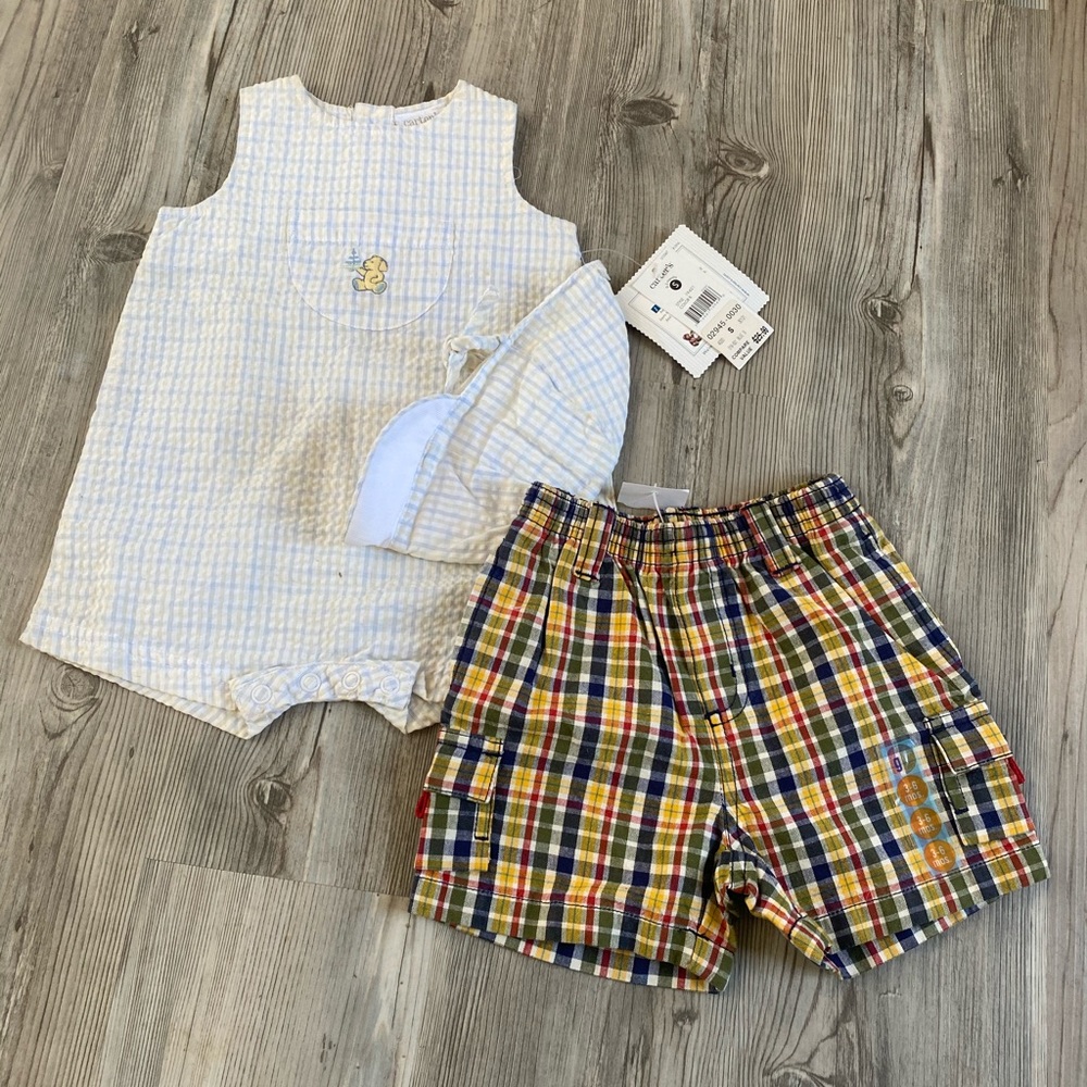 Carter's bear outfit w/ hat and Gymboree shorts 🦄